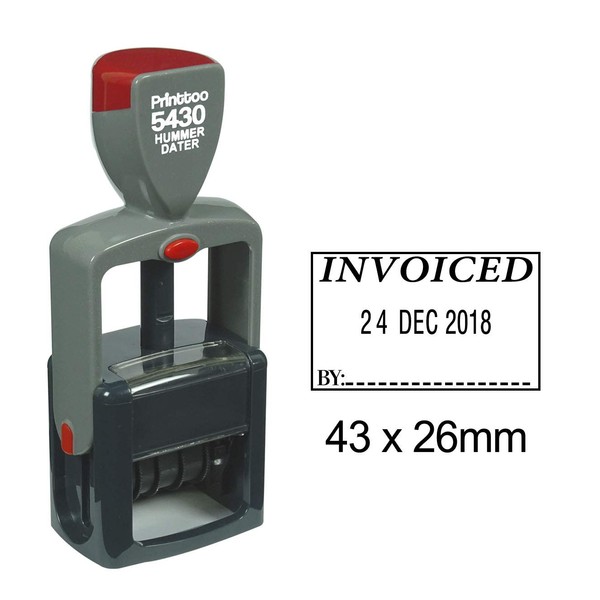 Printtoo Heavy Duty Dater Stamp with Invoiced by Text Self