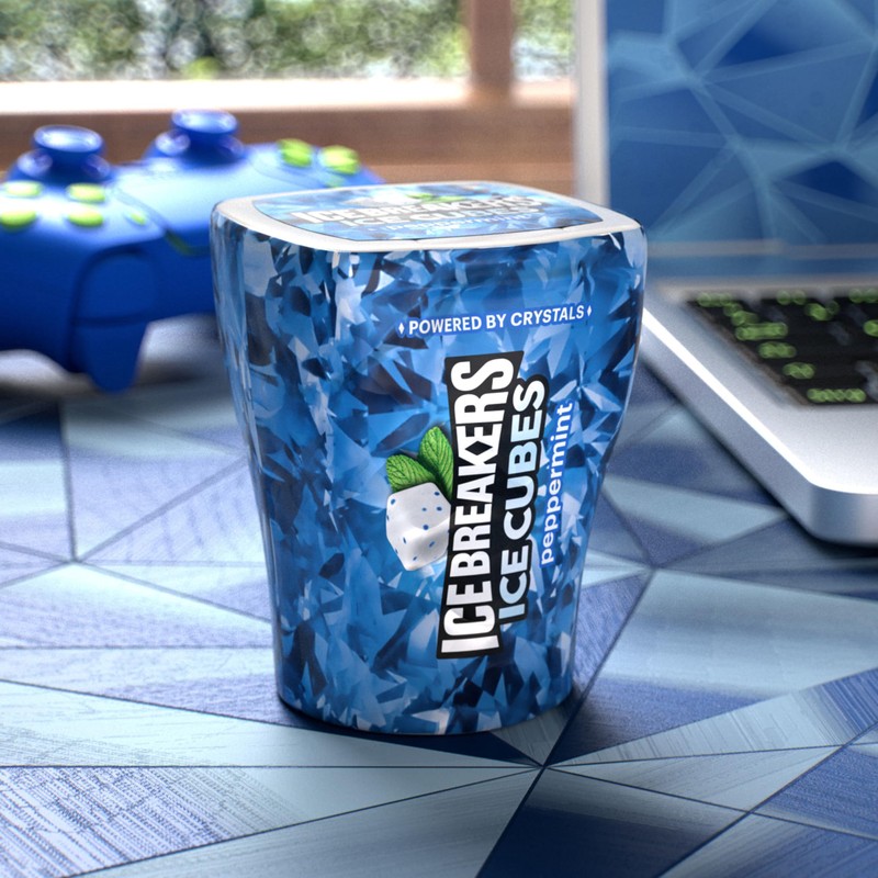 ICE BREAKERS Ice Cubes Peppermint Sugar Free Chewing Gum Bottles,