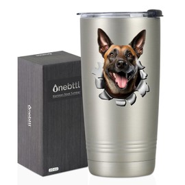 Onebttl Belgian Malinois Gifts, Funny 3D Dog 20oz Insulated Tumbler, Perfect for Christmas, Birthday, Thanksgiving, Straw and Lid Included