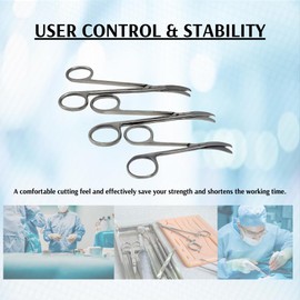 Set of 3 North Bend Suture Stitch Scissors With Curved One Hook Blade Made of Stainless Steel Ideal for EMS Training, Medical Students, Vet Techs, ER Nurses - 3.5" + 4.5" + 5.5"