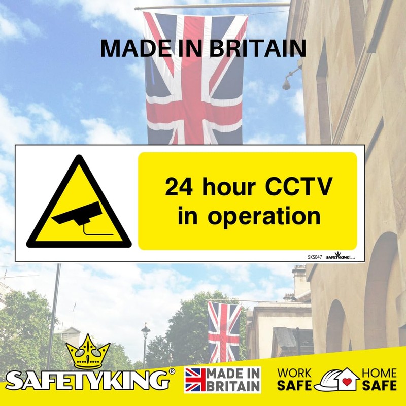 SAFETYKING® 4 PCS CCTV STICKER (HORIZONTAL) CCTV Sign Security Sticker