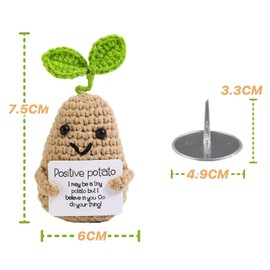 ZWWOGE Positive Potato, Positive Potato, Pocket Hug, Creative Knitting Wool Potato Doll, Cheer Up Lucky Charm Gifts for Boyfriend Girlfriend Exam, Green Sprouts, Potatoes with Vitality