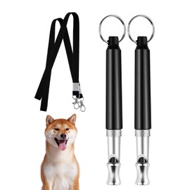 Dog Whistle, 2Pcs Professional Ultrasonic Dog Training Whistle, Adjustable Frequency Silent Dog Whistle, Distance Dog Whistle to Stop Barking (Black)
