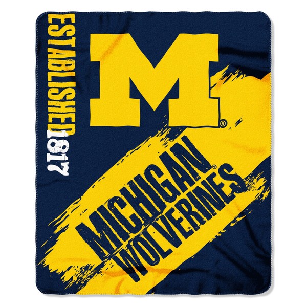 The Northwest Company Michigan Wolverines "Painted" Fleece Throw Blanket, 50" x 60" , Blue