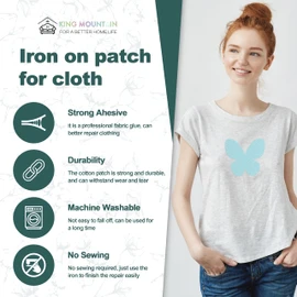 Iron on Patches for Clothes, 8 Pieces Patches for Cloth, 100% Cotton Fabric Patches for Clothing, Bag, Hat Repair, Clothing Repair Decorating Kit 3.7" by 4.9" (9.5 cm x 12.5 cm, Light Blue)