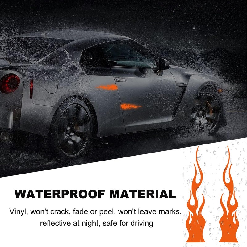 DXNQ 4 PCS Car Flame Reflective Stickers, Waterproof & Durable,