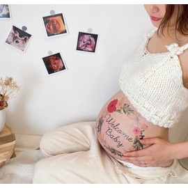 tuzuru Pregnancy Belly Stickers Tattoo Stickers body paint sticker Cute Pregnancy Baby Bump Belly Stickers for Baby Shower Maternity Gifts (ZF)