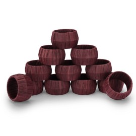 Ajuny Handmade Raffia Napkin Rings Brown Round Decorative 1.5" Napkin Holder for Dining Room Wedding Anniversary Christmas Dinner Party Table Decoration - Set of 12