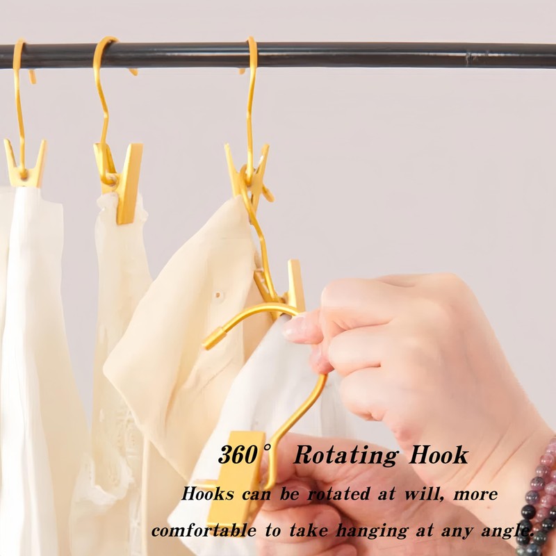 10Pcs Gold Boot Clips for Closet,Single Hooks Clothes Pins Hanger