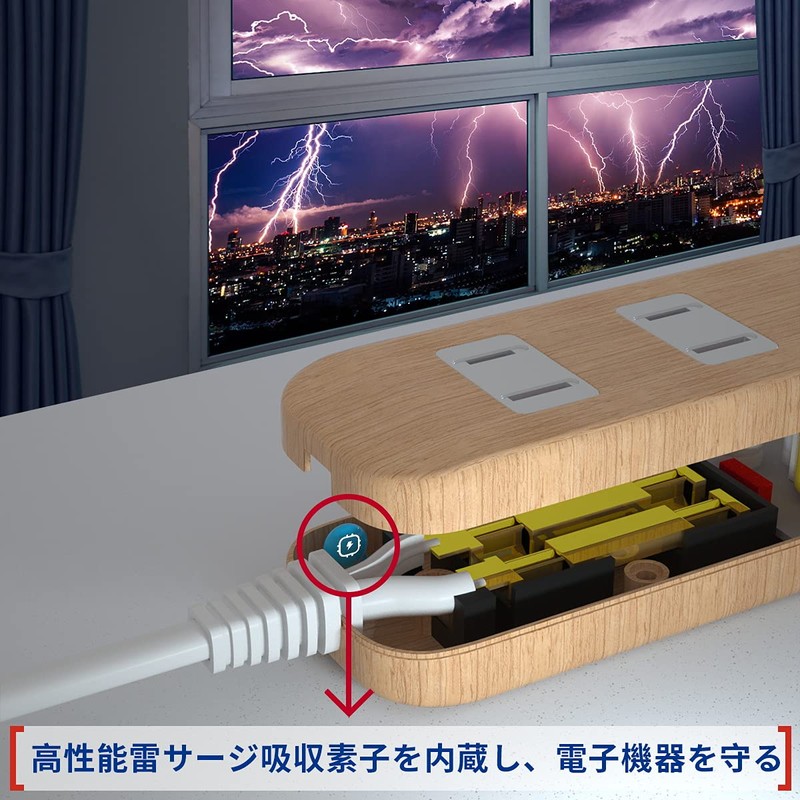Extension Cord with USB Outlet, Rapid Charging, Power Strip, Stylish,