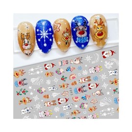 Snowman Penguin Christmas Nail Stickers Snow Santa Reindeer Decals F893 Nail Wraps Art Stickers Manicure Supplies for Women for Home Nails Full Long Lasting Easy Apply and Remove