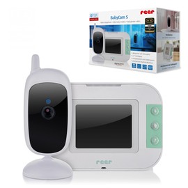 reer BabyCam S, Digital Video Baby Monitor, Interception-Proof FHSS Technology, 300 m Range, Night Vision, Intercom Function, Integrated Lullabies