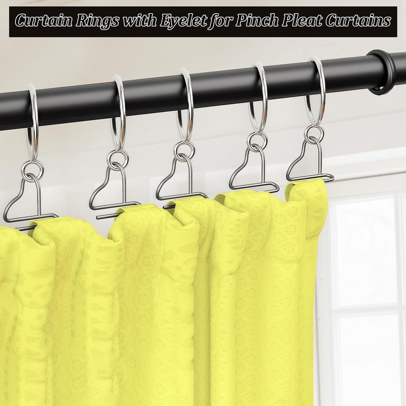 50PCS Heavy Duty Curtain Rings with Eyelet - Smooth Glide