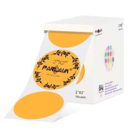 PARLAIM 2 Inch Thermal Sticker Circle Labels,700PCS Round Direct Thermal Printer Labels for Business Bottle DIY Design, QR Code, Name Tag, Inventory (Orange)