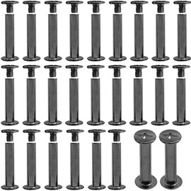 Hocansen 50 Set Chicago Screws M5x25mm Leather Screw Nail Rivet Chicago Bolts Button Metal Binding Screws Posts Round Flat Head Stud Screw for Leather Craft and Bookbinding (Gunmetal/M5x25mm)