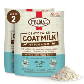 Primal Goat Milk Powder for Dogs and Cats, Shelf Stable Food Topper with Probiotics for Digestion, Hydration, and Immune Support, Original Recipe 5.2oz Pouch (Pack of 2)