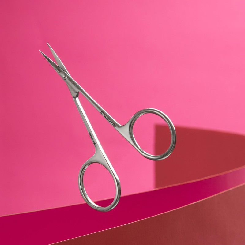 STALEKS PRO Expert SE-20/2 Cuticle Scissors Curved Handle Ergonomic Rings