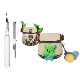 【2 in 1】 SKPY Korok Yahaha Backpack Fashion Funny Case for AirPods 2nd/1st Generation Silicone Cover with Cleaning Tools Luminous Pendant for Boys Girls Womens Mens