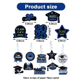 Chris.W 15 Pcs Graduation Party Decorations 2025, Black and Gold Graduation Hanging Swirls and Glitter Double-Sided Graduation Centerpieces for Tables, Class of 2025 Graduation Party Decorations (B)