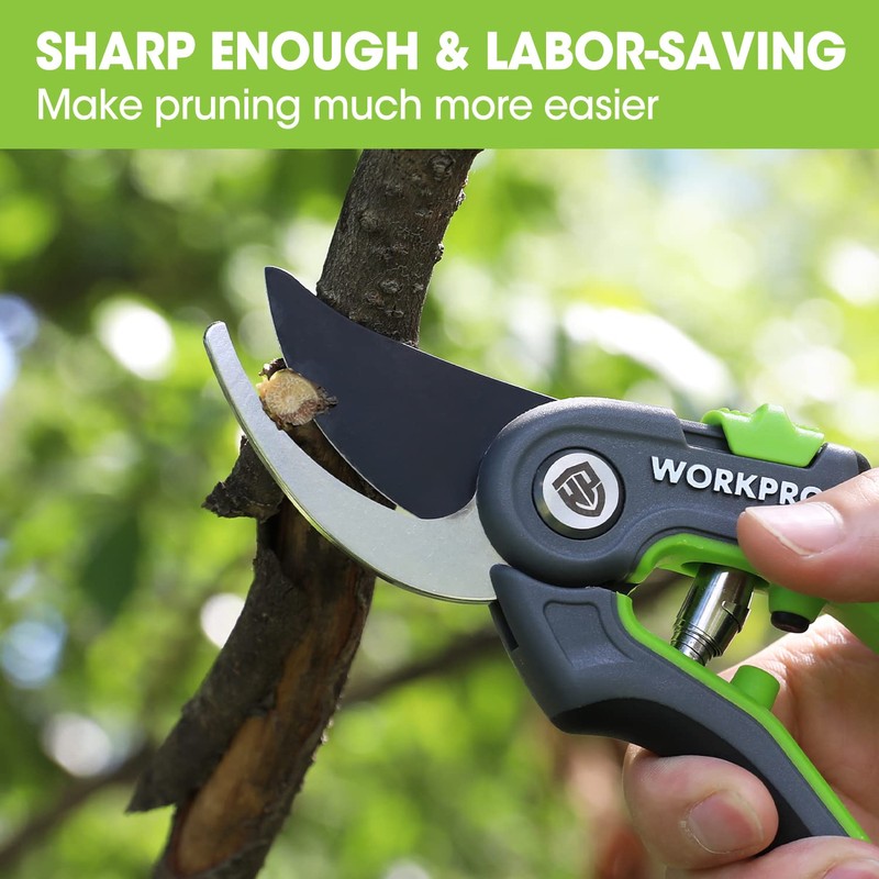 WORKPRO Bypass Pruning Shears, 8’’ Stainless Steel Gardening Hand Pruner,