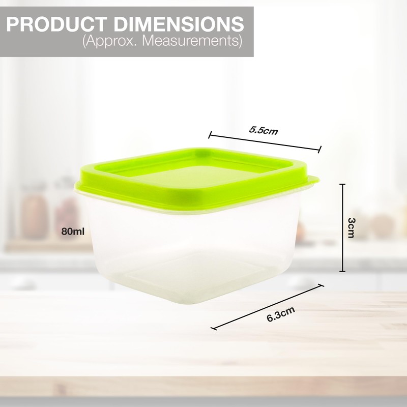 Navoys 10 Mini Square Plastic Containers With Lids 80ml -