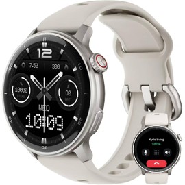 Smartwatch, Built in GPS, 1.43" HD AMOLED, 24/7 Blood Oxygen/Stress/Heart Rate Monitoring, Sleep Tracker, Women's Health, Make/Answer Call, Reminders, Compass, Altimeter (Bluetooth, 2 Bands, White)