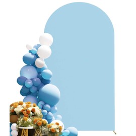 Spandex Fitted Baby Blue 7.2FT Arch Backdrop Cover - JKDMJF Round Top Chiara Backdrop Cover for Wedding Birthday Party Engagement Baby Shower Arch Backdrop Stand Cover Decorations
