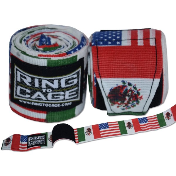 Ring to Cage Mexico-USA Printed Handwraps Mexican Style Stretchable 180"