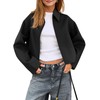 Yousify Womens Cropped Pea Coats Zip Up Short Casual Bomber