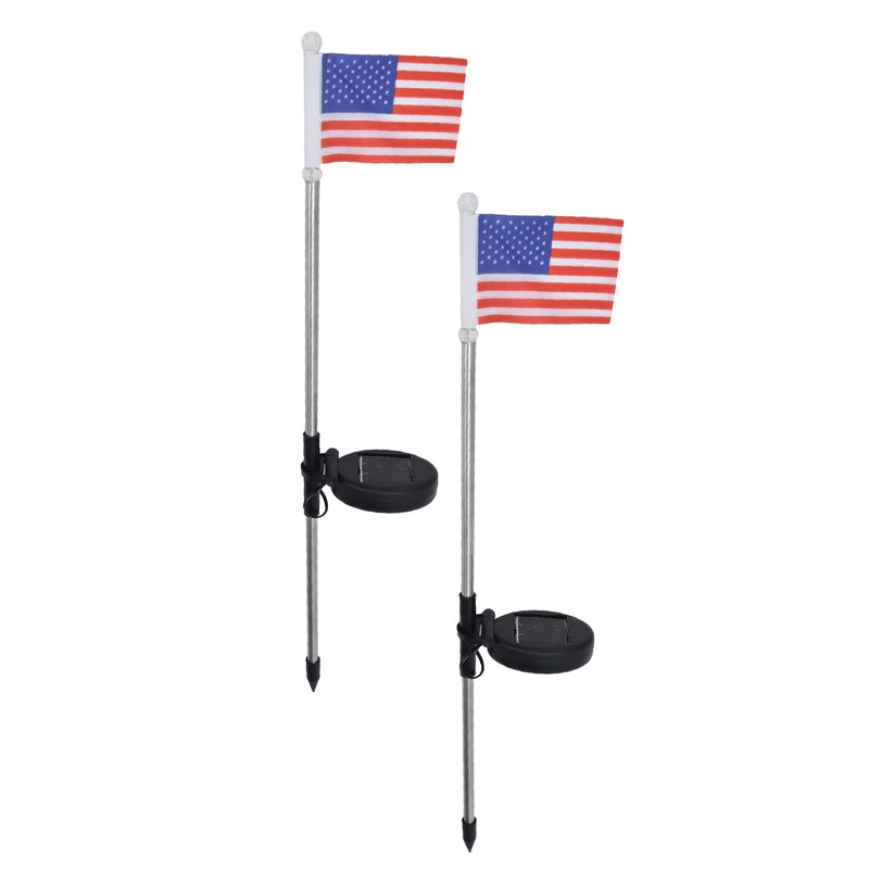 2PCS Solar Powered Garden Light Flag Lawn Stake Lamp for