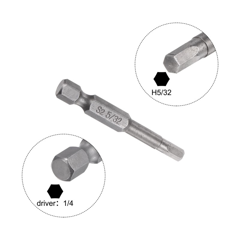 HARFINGTON 5pcs 5/32" Hex Screwdriver Bit SAE 1/4" Hex Shank