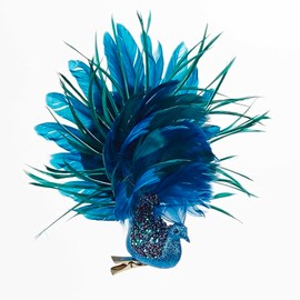 Kurt Adler Peacock with Glitter Ornaments, 8“, Set of 2