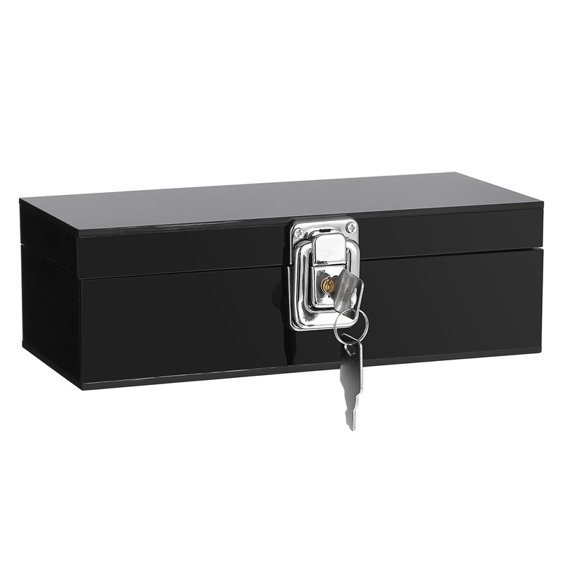 GUSHBIN Acrylic Cash Box with Lock Black Money Holder Organizer