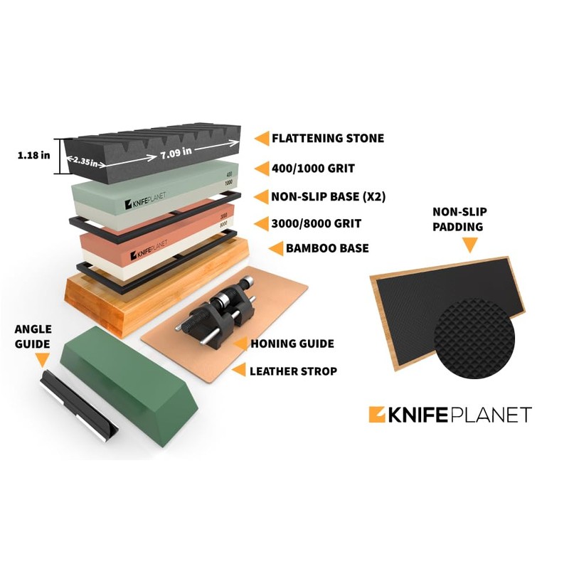 Premium Knife Sharpening Stone Set – 400/1000 and 3000/8000-Grit Professional,