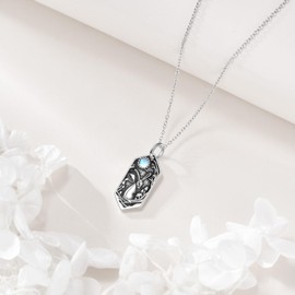 DAYLINLOVE Bunny Halskette für Frauen 925 Sterling Silber Kaninchen Mondstein Anhänger Halsketten Vintage Bunny Tierschmuck Geschenke für Frauen Männer Kaninchenliebhaber