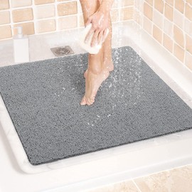 ROIMOE Shower Mat, Non-Slip Square, PVC Loofah Shower Mat, Comfort Safety Shower Mats, Massage, Non-Slip Mat for Wet Areas, Quick Drying, Easy to Clean (53 x 53 cm)