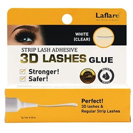 Laflare 3D Lashes Glue, Strip Lash Adhesive, Waterproof, Stronger Eyelash Glue Tube Style 0.25oz (White)