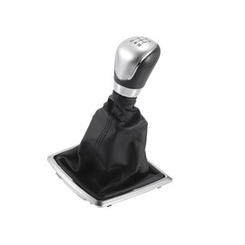 Hihaha 5 Speed Manual Gear Shifter Knob with Cover - Car Shift Lever Knob with Cover - for Ford Focus 2005-2012 Plastic Faux Leather Black Chrome - 1 Pc Durable Material