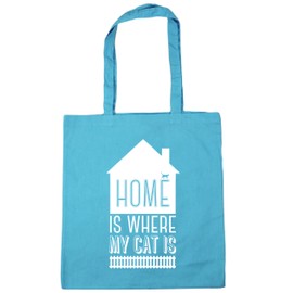 Hippowarehouse Home is where my cat is Tote Shopping Gym Beach Bag 42cm x38cm, 10 litres