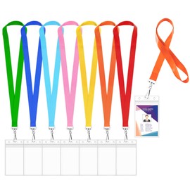14 Pack Cruise Lanyards with Waterproof, Lanyard ID Badge Holder, Durable, Assorted Rainbow 7 Colors Lanyards for ID Cards, Ship Tours, Carnival Cruises, and Events