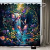 Wonderland Shower Curtain Fantasy Misty Forest Butterfly Waterfall Tropical Rain
