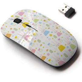 2.4G Wireless Mouse with Cute Pattern Design for All Laptops and Desktops with Nano Receiver - Cute Easter Rabbits