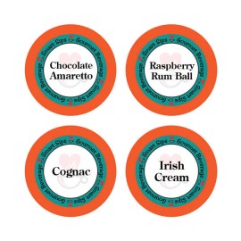 Smart Sips Coffee Liquor Flavored Gourmet Coffee Variety Pack - Raspberry Rum Ball, Cognac, Irish  - 24 Count