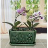 Fowargif 10inch Rectangle Ceramic Orchid pots with Holes with saucer