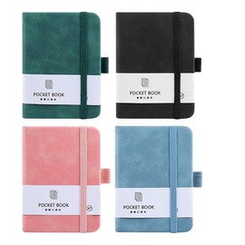 LBYHZS 4 Pcs Cuaderno de Bolsillo Pequeño, Libretas A7 para Notas, 200 Páginas, Mini Cuaderno de Viaje, Cubierta de Cuero, Mini Notas para Oficina, Viaje, Estudio, Regalo