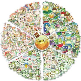 Cute Frog Stickers for Water Bottle,200 PCS Cartoon Frog Stickers Pack for Laptop Phone Skateboard Bicycle Suitcase Luggage Car Guitar,Waterproof Aesthetic Vinyl Stickers for Kids Teens Favors