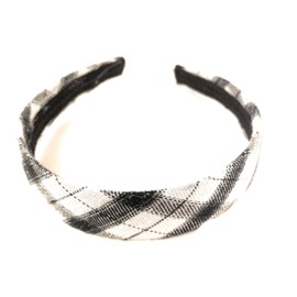Fashion Accessories Now white black plaid headband 1 1/8 inches wide tartan fabric covered hair band plaid headband
