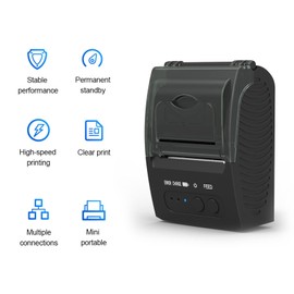 JulyCrab 58mm Portable Mini Thermal Receipt Printer USB & BT Connection 2 inches Wireless Printer with 1 Roll Paper Inside Compatible with iOS Android Windows for Restaurant Sales Retail Shop