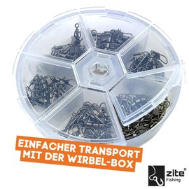 Zite Fishing Triple Swivels Assortment 60 Pieces - Includes Practical Sorting Box - Fishing Swivel Set Trout Swivels Sbirolino Fishing 3 Sizes