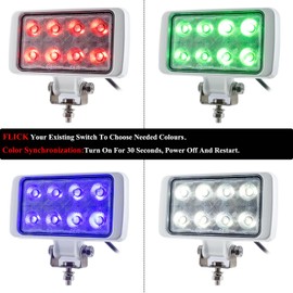 SMIXCTEK Waterproof LED Boat Light, RGBW Spreader and Deck/Dock Marine Lights, 2 Pcs 80W 150° Flood, 12/24V